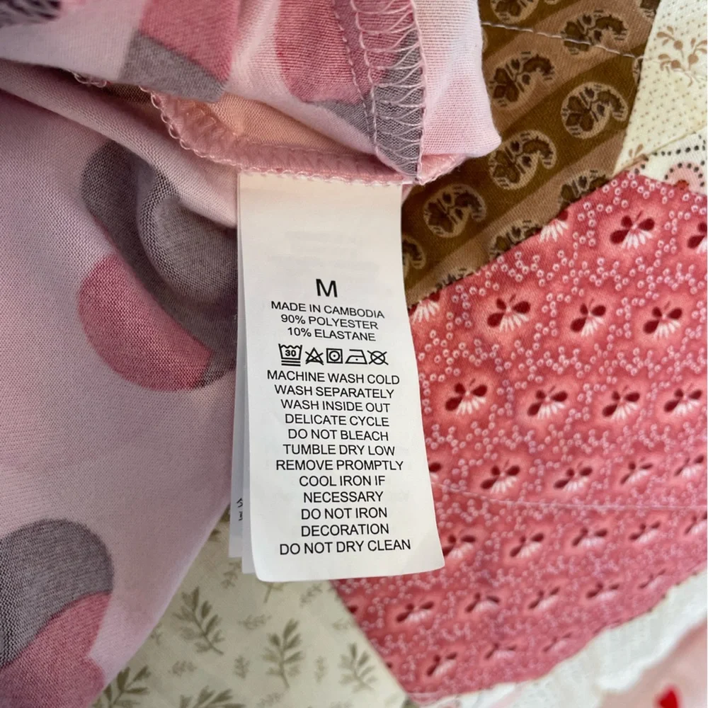 Kate Spade New York Pajama Button Down, Pink Red Hearts, Size Medium